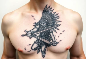 Mayan warrior battling darkness tattoo idea