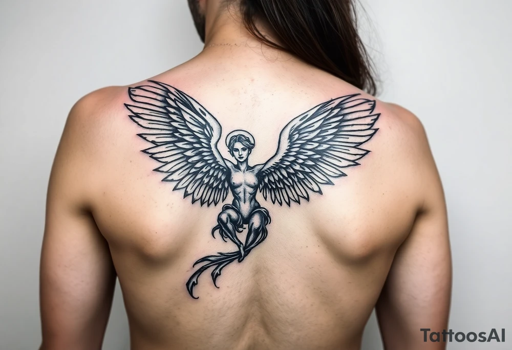 Archangel ariel tattoo stencil for thigh on women tattoo idea