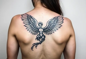 Archangel ariel tattoo stencil for thigh on women tattoo idea