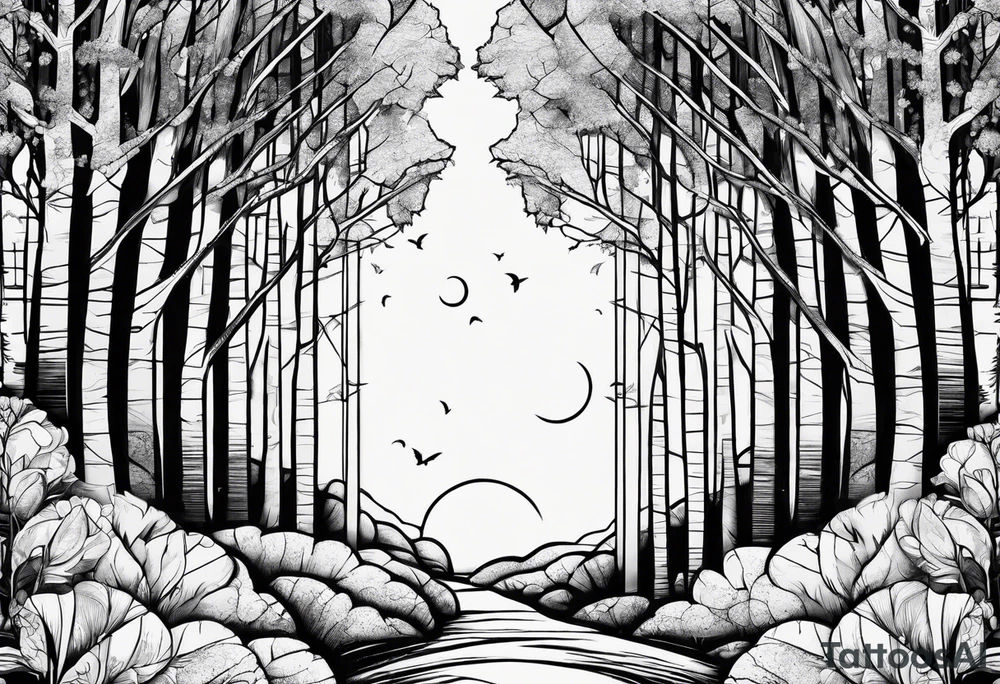 Poplar tree avenue tattoo idea