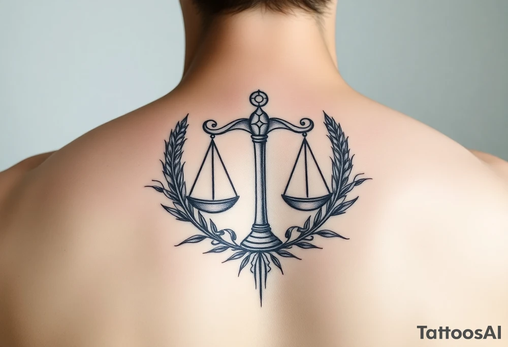 zodiac Libra with wheat and autumn fruits tattoo idea