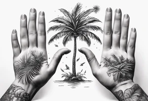 palm tree but switch leaves with hands tattoo idea