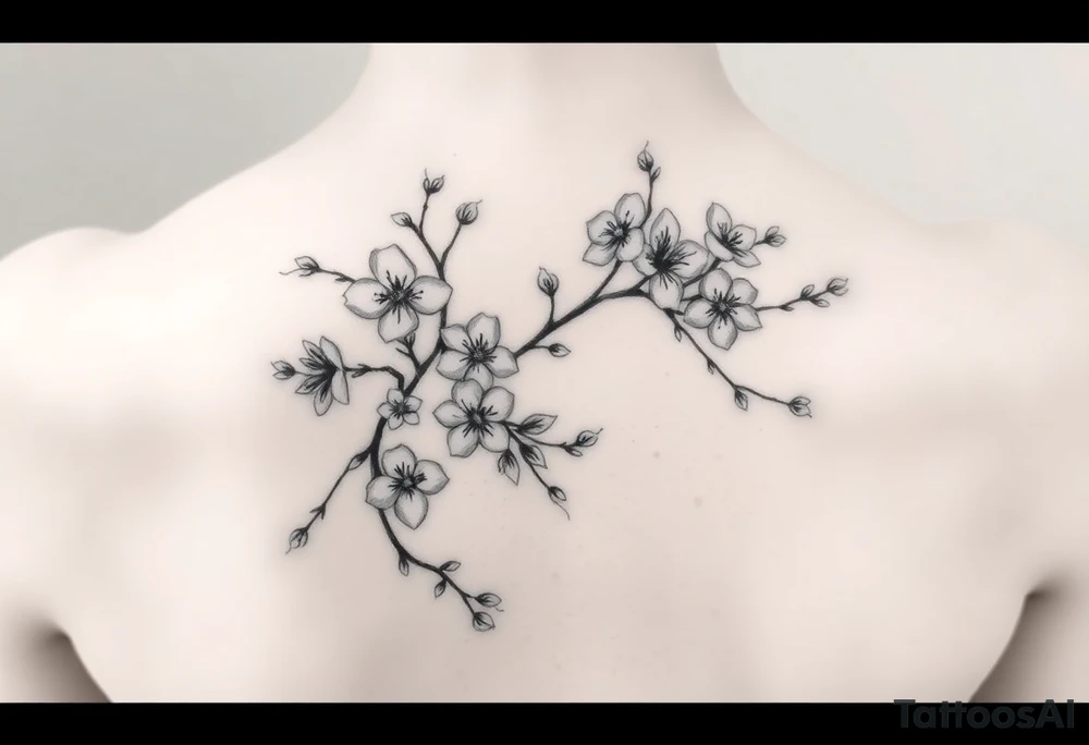 cherry blossoms and love creepers, floral arm wrap details tattoo idea