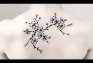 cherry blossoms and love creepers, floral arm wrap details tattoo idea