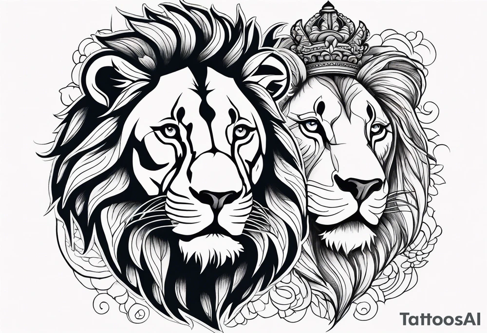 lion and lioness tattoo idea