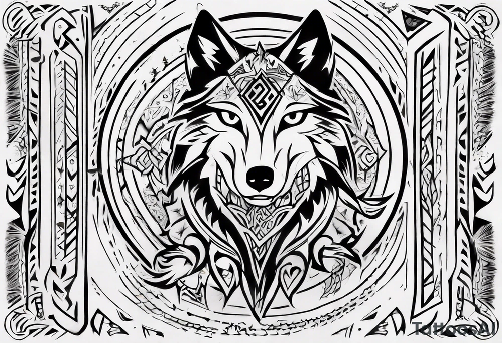 want a half sleeve on my left forearm featuring a howling wolf, surrounded by Māori patterns and Norse symbols, with a tribute to my nana, Joy tattoo idea