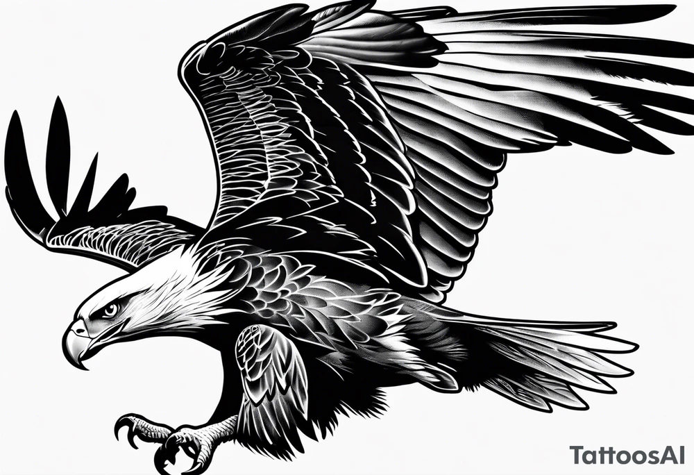 supper eagle flying up tattoo idea