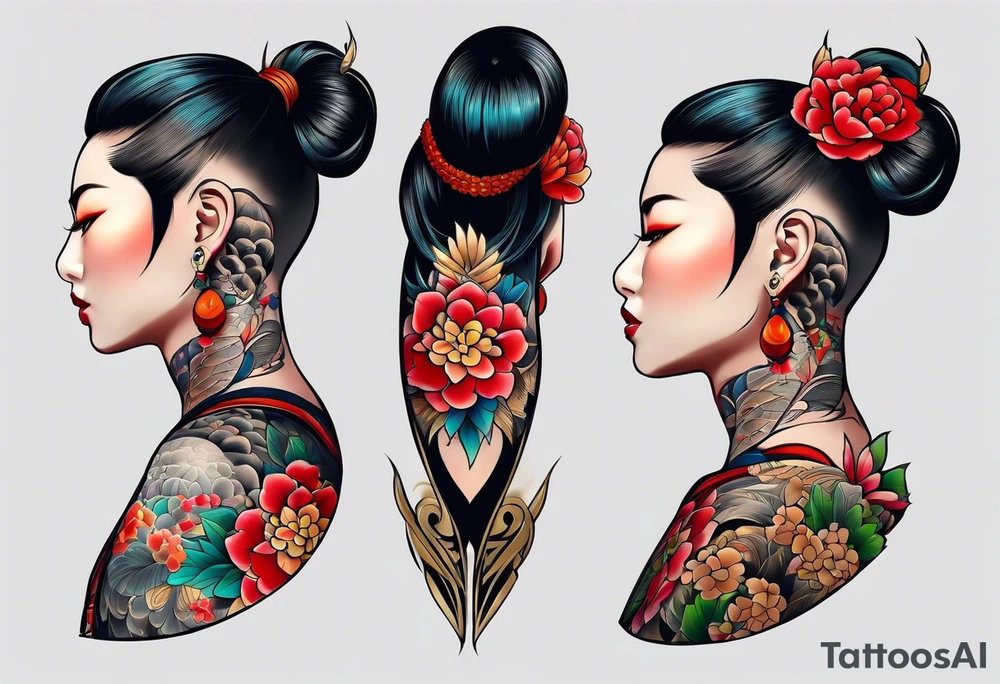 Traditional japanese neck tattoo tattoo idea