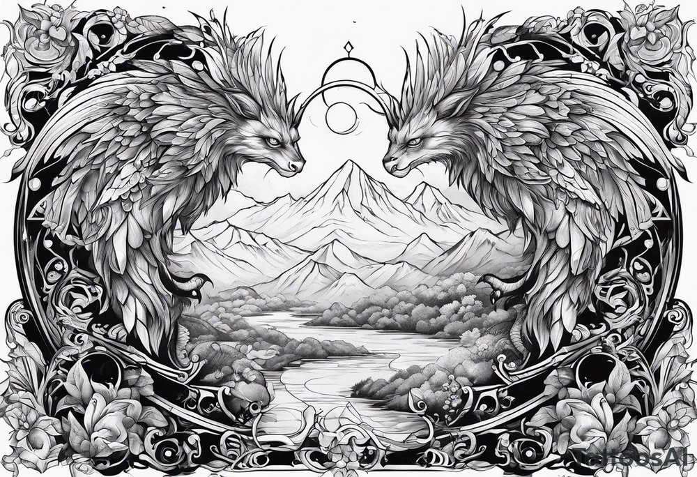 Books with fantasy creatures tattoo idea