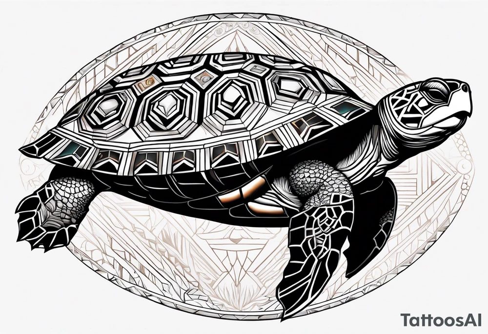 native american turtle with the name sam incorporated into thje shell design tattoo idea