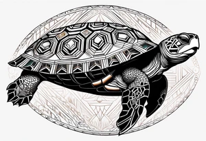 native american turtle with the name sam incorporated into thje shell design tattoo idea