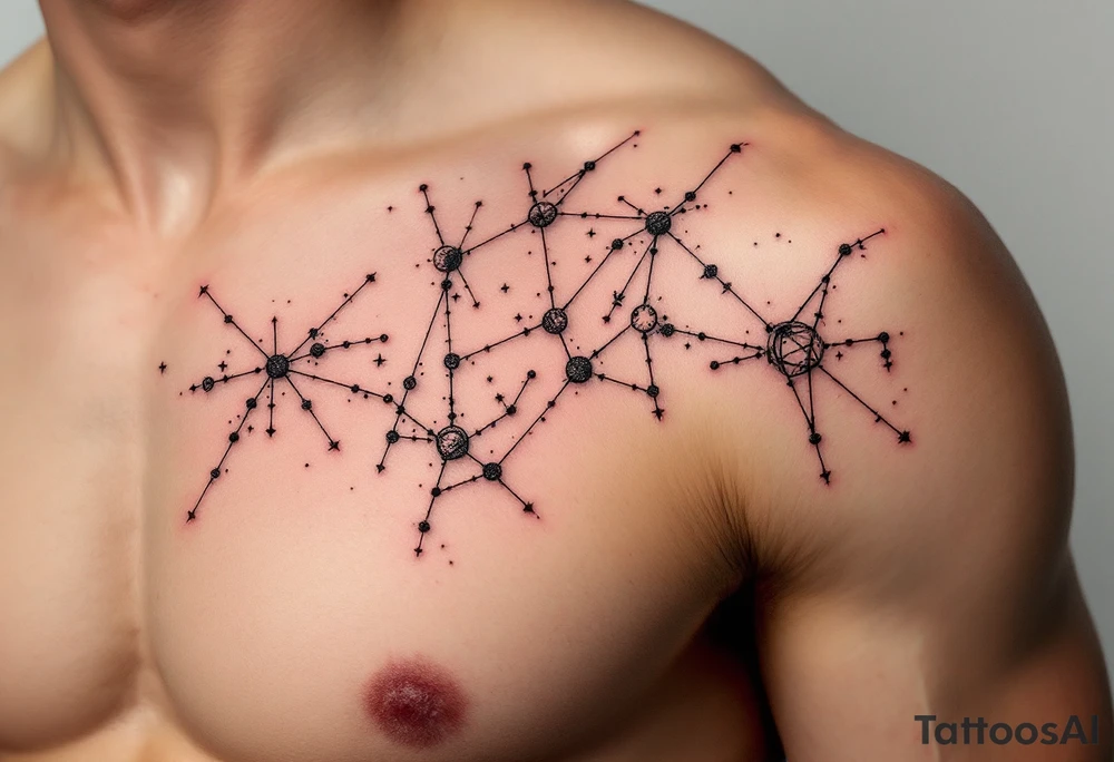 A Set of Constellations That Represent Your Family’s Birth Months (red and black) tattoo idea
