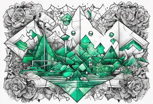 Emerald color Puzzle pieces tattoo idea