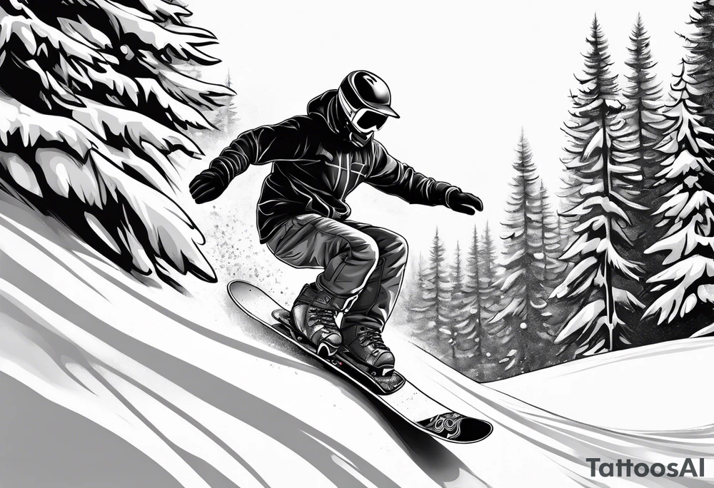 Un snowboardeur qui ride sur un park tattoo idea