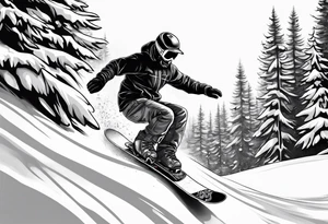 Un snowboardeur qui ride sur un park tattoo idea
