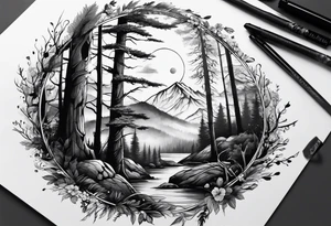 lines forest tattoo idea