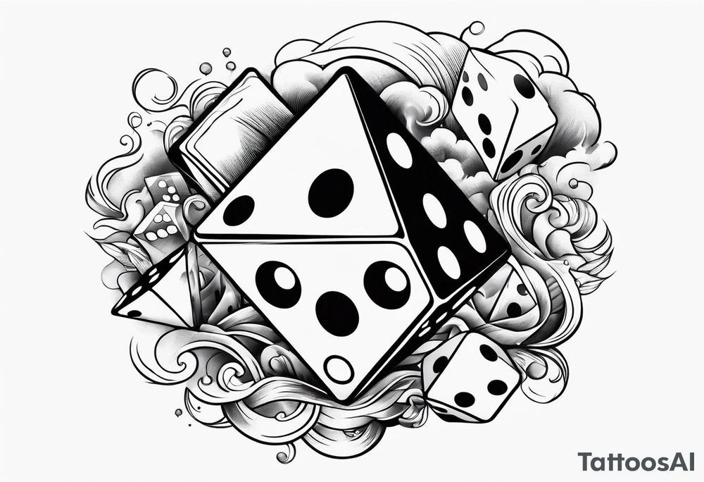 flames and dice and clouds tattoo idea