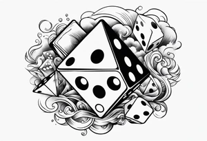 flames and dice and clouds tattoo idea