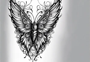 Leg sleeve Angel wing and butterfly tattoo idea
