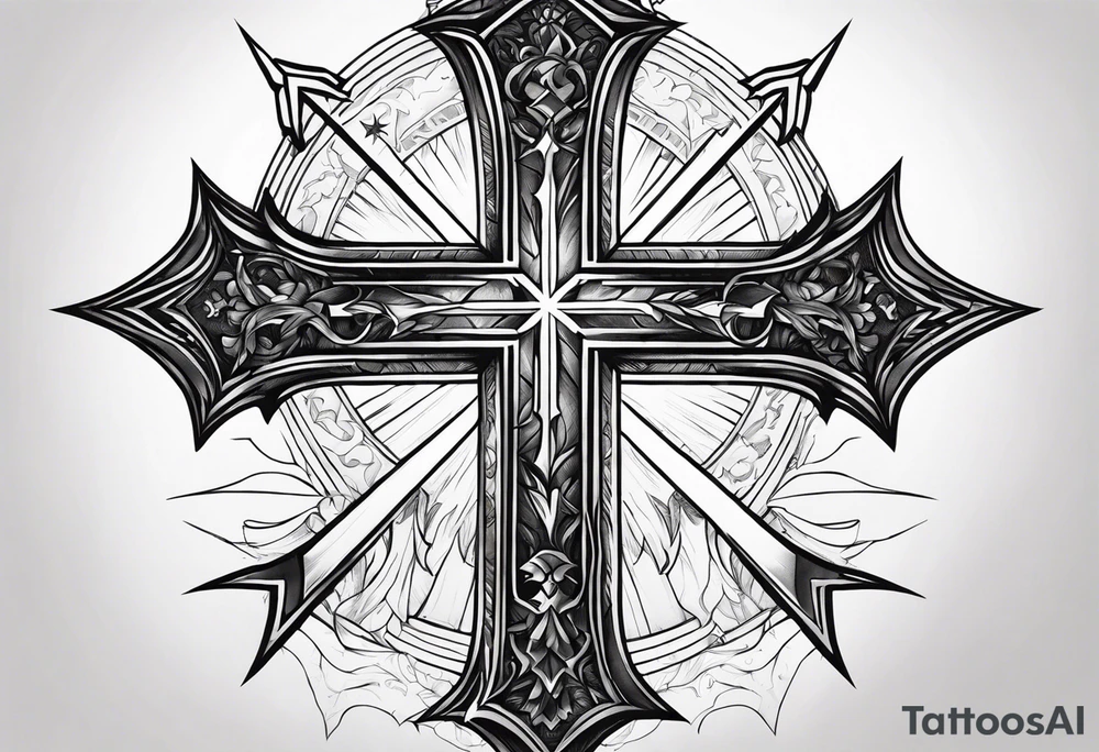 Lightning bolt through a cross tattoo idea