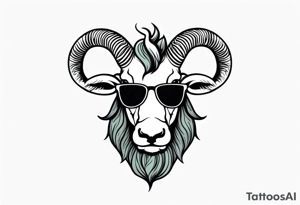 capricorn with beard and sunglasses tattoo idea