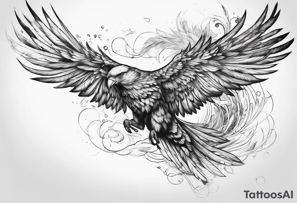 Icarus falling, with feathers floating down tattoo idea