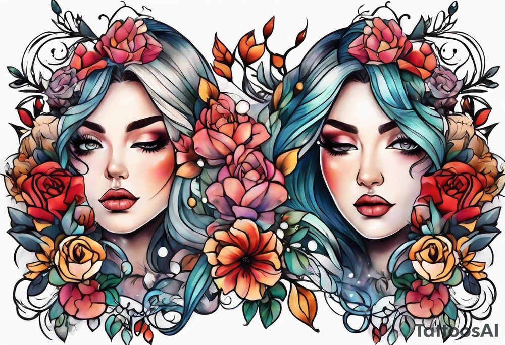Feminine chest piece tattoo idea