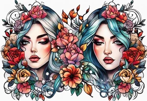 Feminine chest piece tattoo idea