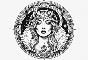 Pentagram Lilith symbol moon tattoo idea