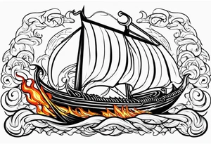 valhalla sword viking ship on fire tattoo idea
