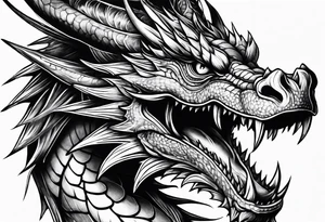 Powerfull magestic black fire dragon tattoo idea