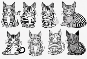 Maine coon cat with stripes and a grey cat with extra toes tattoo idea