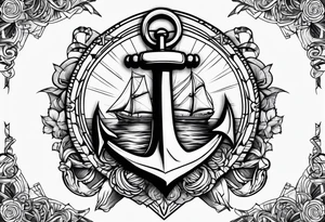 half anchor half helm tattoo idea