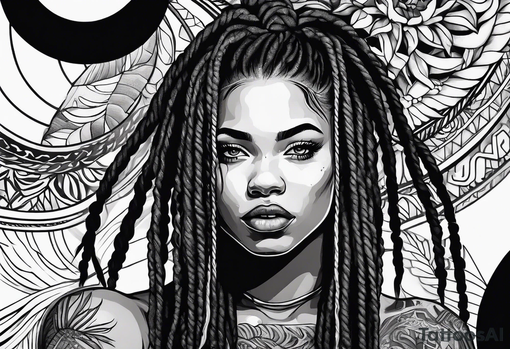 Gym girl with dreadlocks tattoo idea