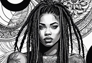 Gym girl with dreadlocks tattoo idea