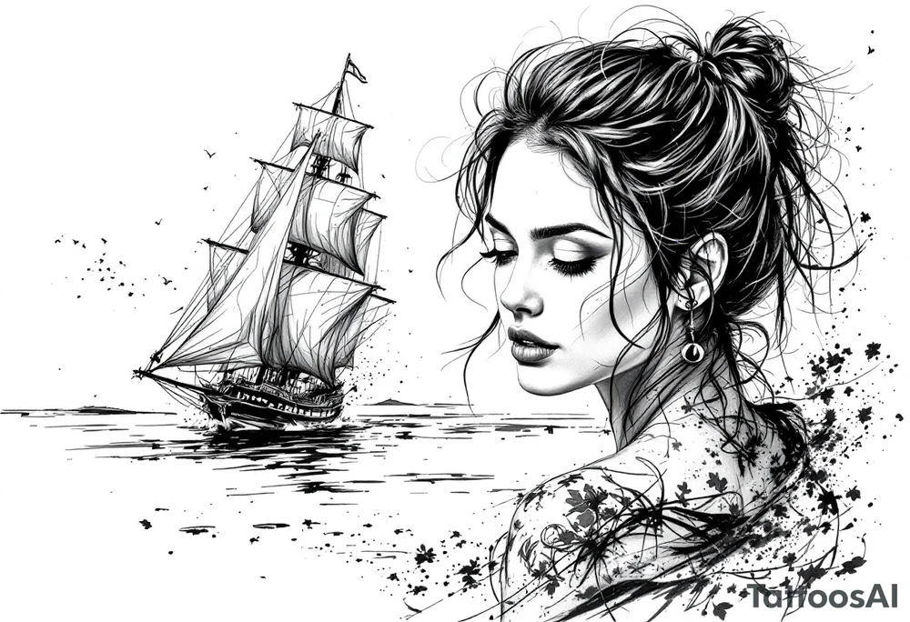 sailing boat at achor tattoo idea