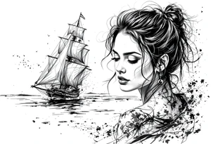 sailing boat at achor tattoo idea