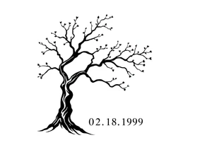 easy windy tree with date 02.18.1998 tattoo idea