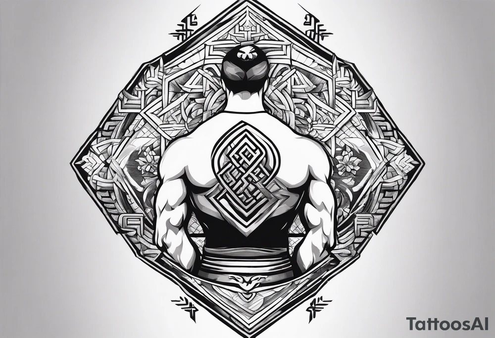 upper back tattoo that represent martial art tattoo idea