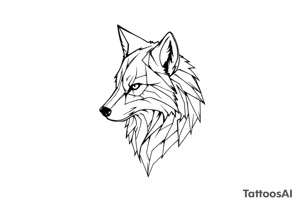 Geometric friendly  wolf tattoo idea