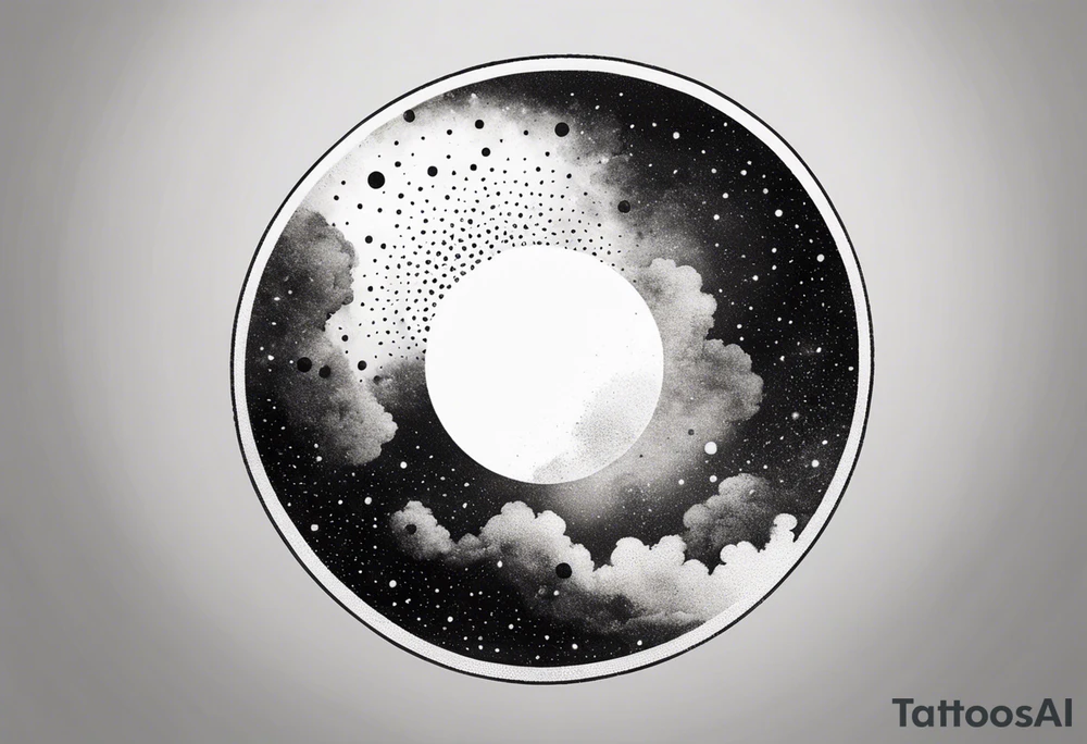 simple galaxy design in a circle tattoo idea