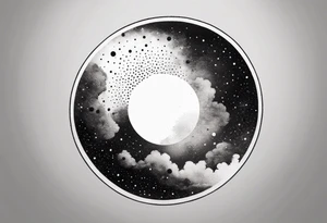 simple galaxy design in a circle tattoo idea