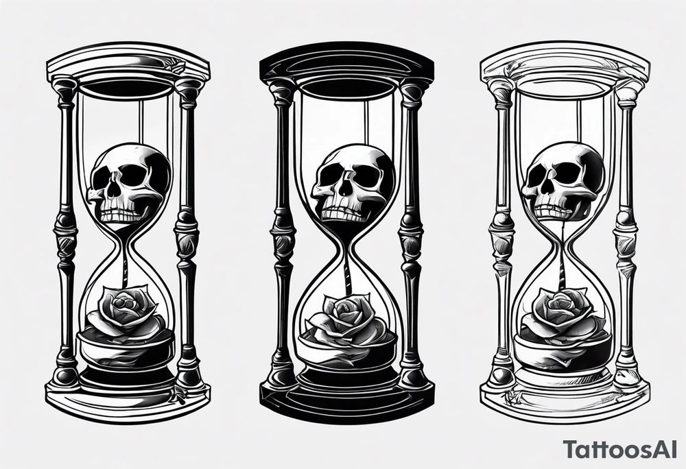 Hour glass with a skeleton hand on top tattoo idea