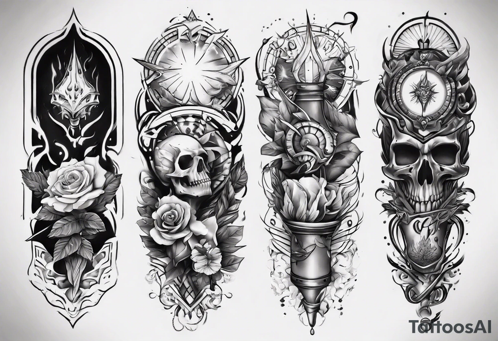 Light and dark sleeve tattoo idea