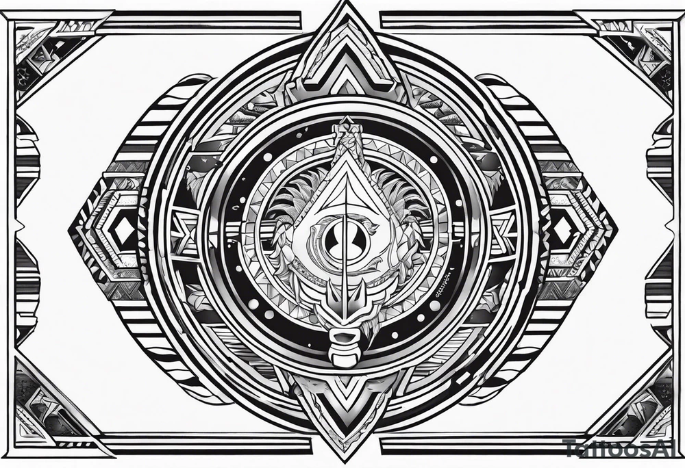 Arm band Comanche native symbols with Aquarius theme tattoo idea