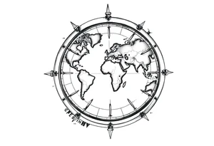 compass with world map tattoo idea