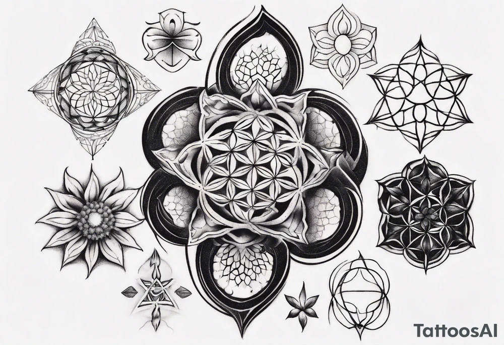 R and Y embedded in flower of life tattoo idea