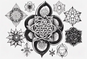 R and Y embedded in flower of life tattoo idea