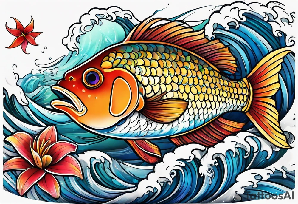 sea, night, flower, fish, republica dominicana tattoo idea