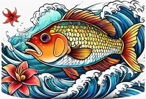 sea, night, flower, fish, republica dominicana tattoo idea
